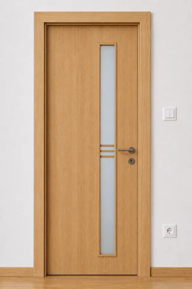 Ușă de interior PV10 – Vitraj vertical cu traverse, model PAL M.M.