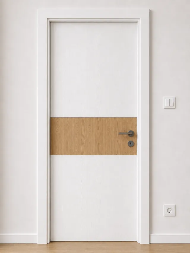 Ușă de interior MC05 – Bandă orizontală din furnir, model PAL M.M.