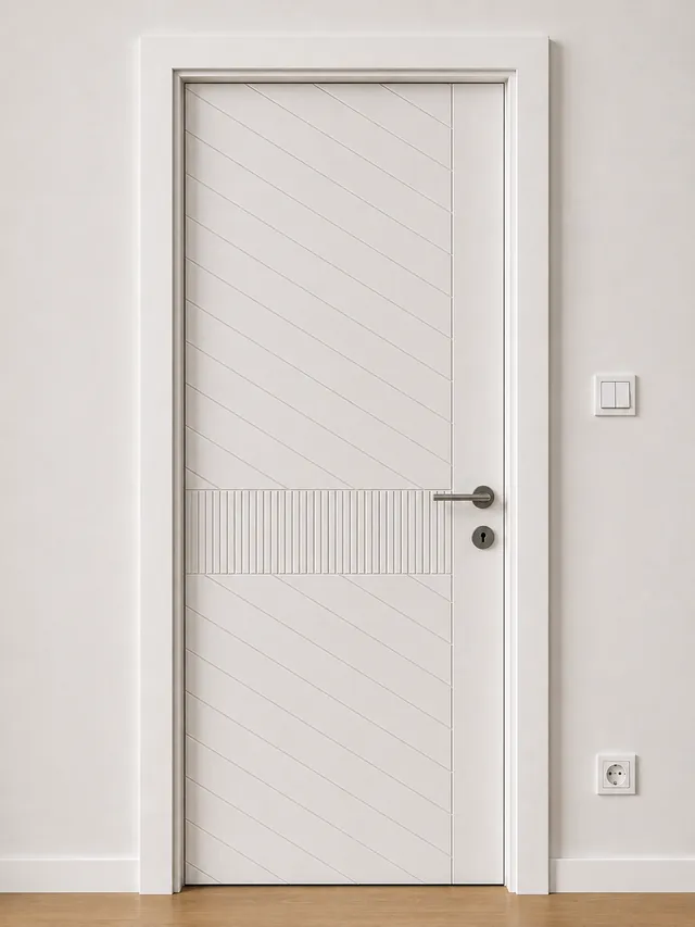 Ușă de interior VP06 – Geometrie diagonală cu bandă texturată, model PAL M.M.