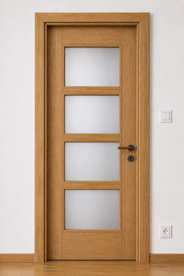 Ușă de interior PG01 – Patru panouri vitrate, model PAL M.M.