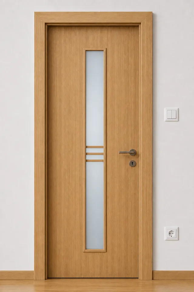 Ușă de interior PC09 – Vitraj vertical cu trei traverse, model PAL M.M.