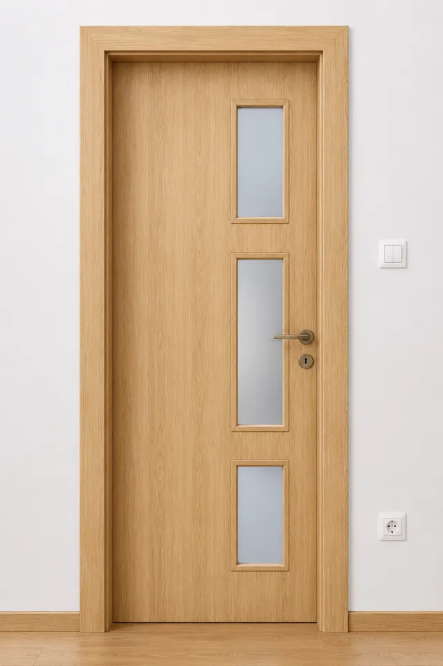 Ușă de interior PD02 – Trei vitraje verticale, model PAL M.M.