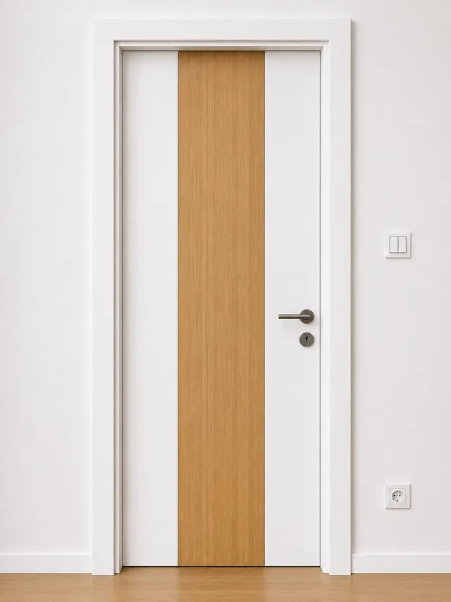 Ușă de interior MC02 – Bandă centrală din furnir, model PAL M.M.