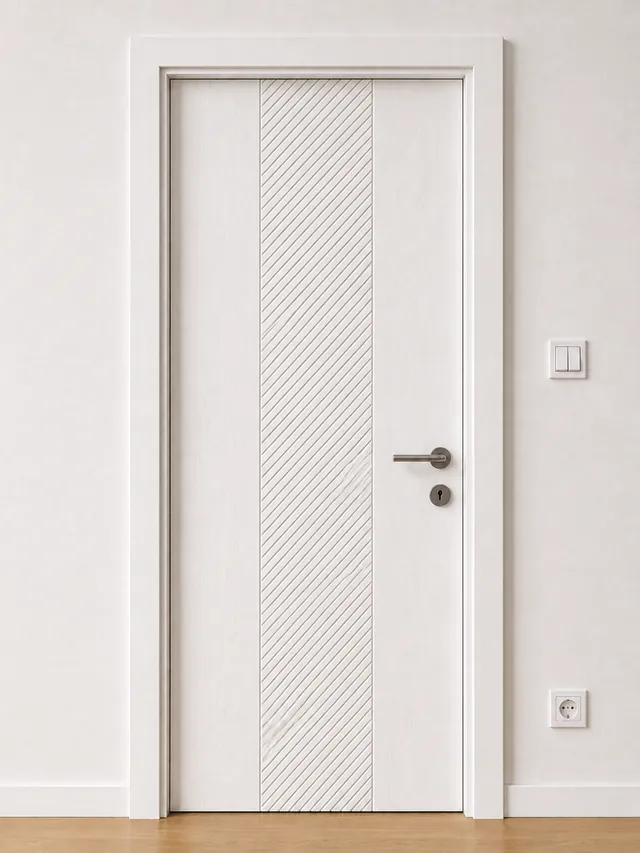 Ușă de interior VP03 – Panou central cu frezări diagonale, model PAL M.M.